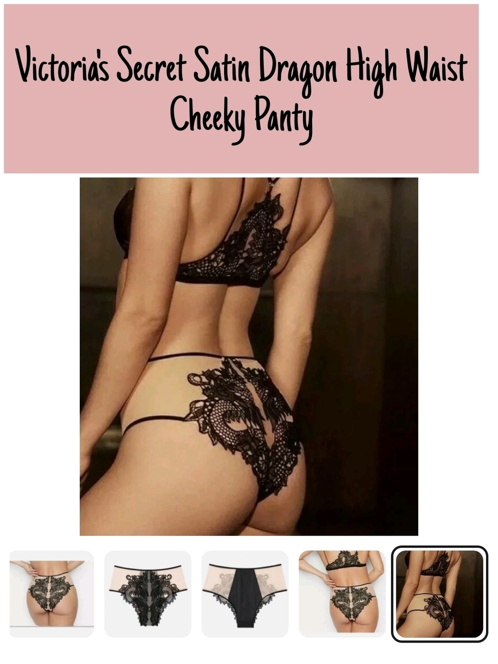 Victoria's Secret Black & Nude Bra, Panty & Thong Three Piece Set - Picture 4 of 15
